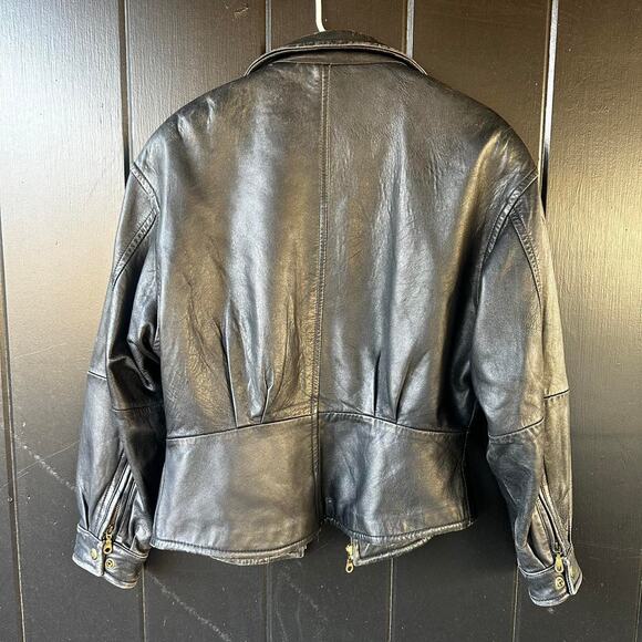 Tannery West Black Leather Zip Jacket Women’s Medium Vintage Classic - Picture 3 of 7